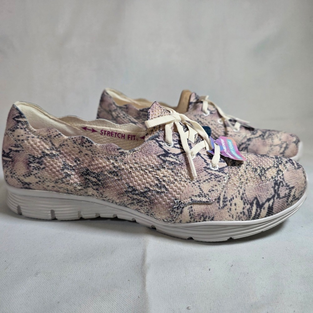 Skechers Seager Lavender Snakeskin Stretch Fit Sneakers Womens 11‎ NEW